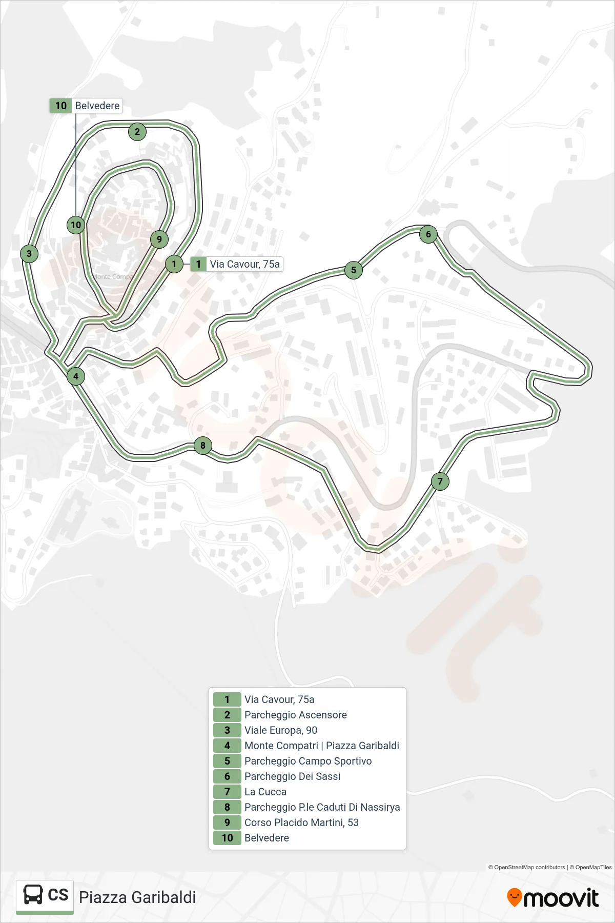 Linea CS bus (Piazza Garibaldi) - Percorsi e fermate sulla mappa
