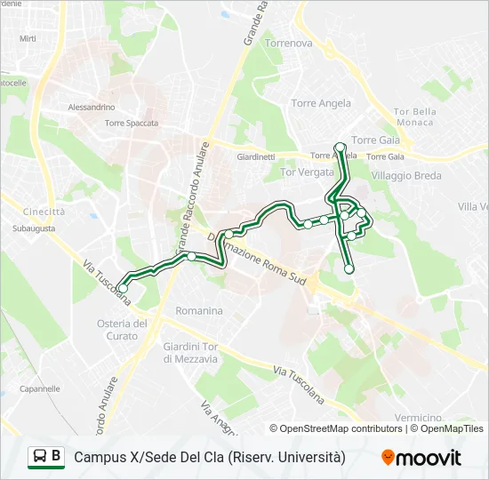 B Bus Line Map