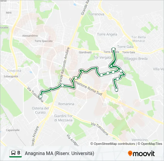 B Bus Line Map