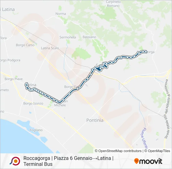 Percorso linea bus COTRAL