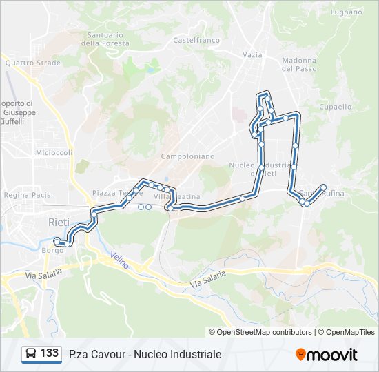 Percorso linea bus 133