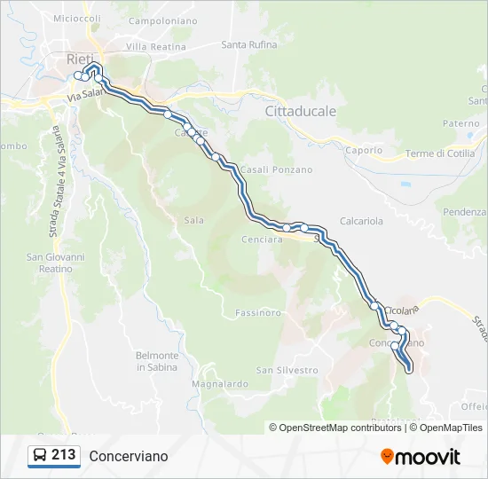 Percorso linea bus 213