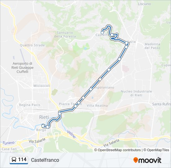 114 bus Line Map