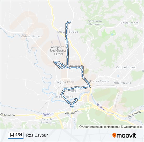 434 bus Line Map