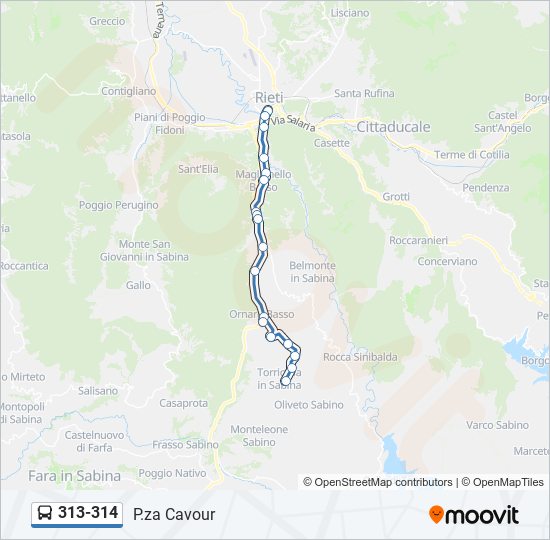 313-314 bus Line Map