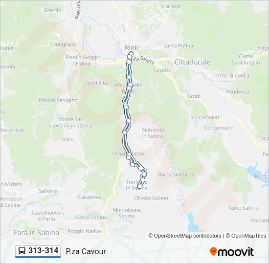 313-314 Bus Line Map