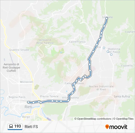 Percorso linea bus 193