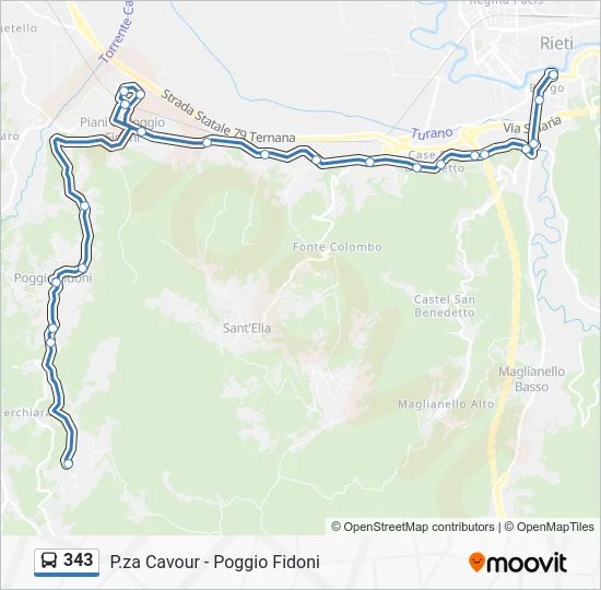 Percorso linea bus 343