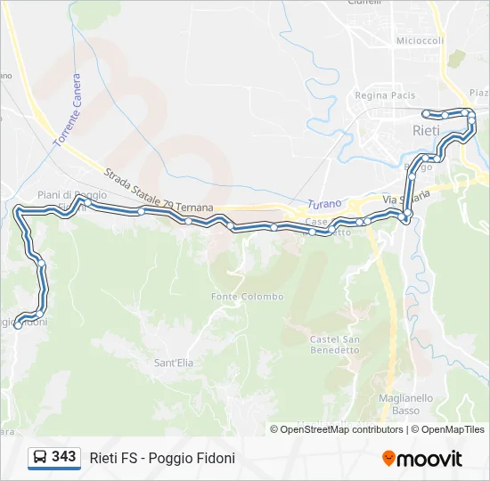 Percorso linea bus 343
