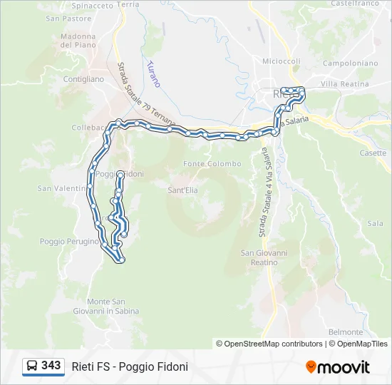 Percorso linea bus 343
