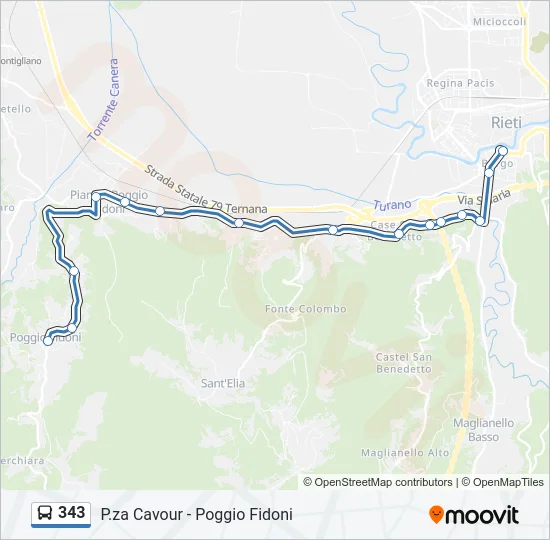343 Bus Line Map