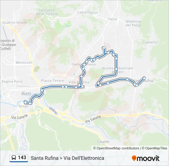 Percorso linea bus 143