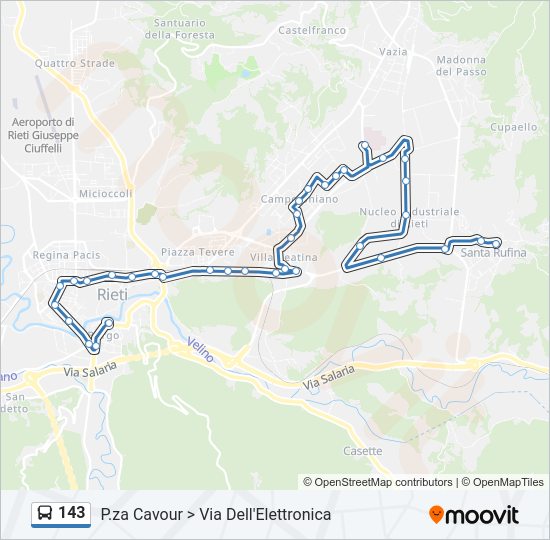 Percorso linea bus 143