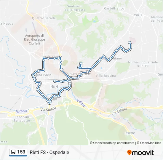 Percorso linea bus 153