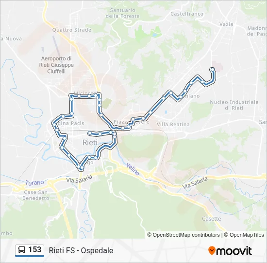 Percorso linea bus 153