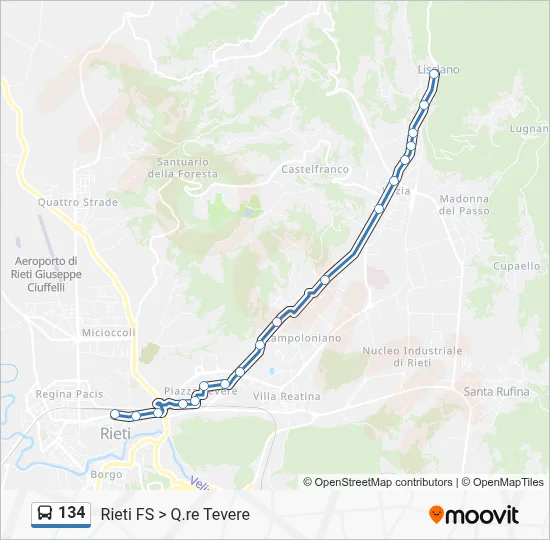 134 Bus Line Map
