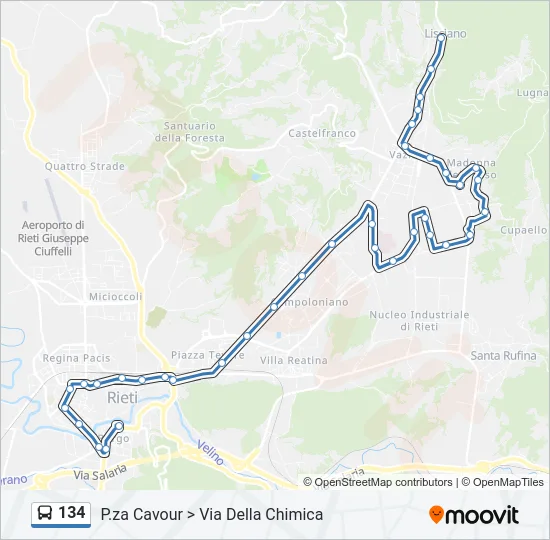 134 Bus Line Map