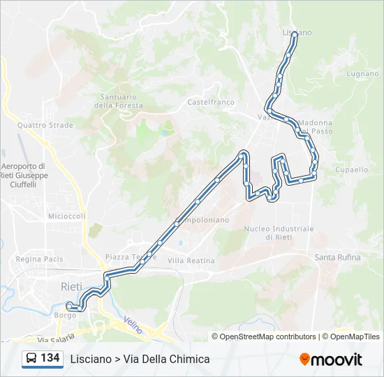 134 Bus Line Map