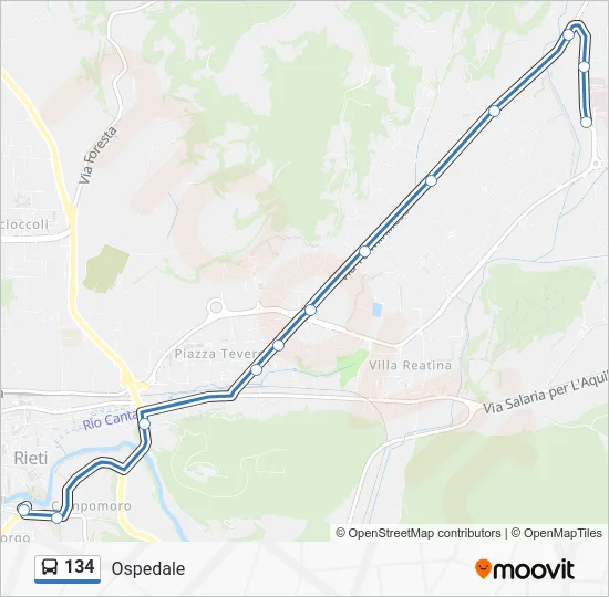 Percorso linea bus 134