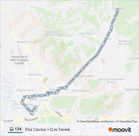 134 bus Line Map