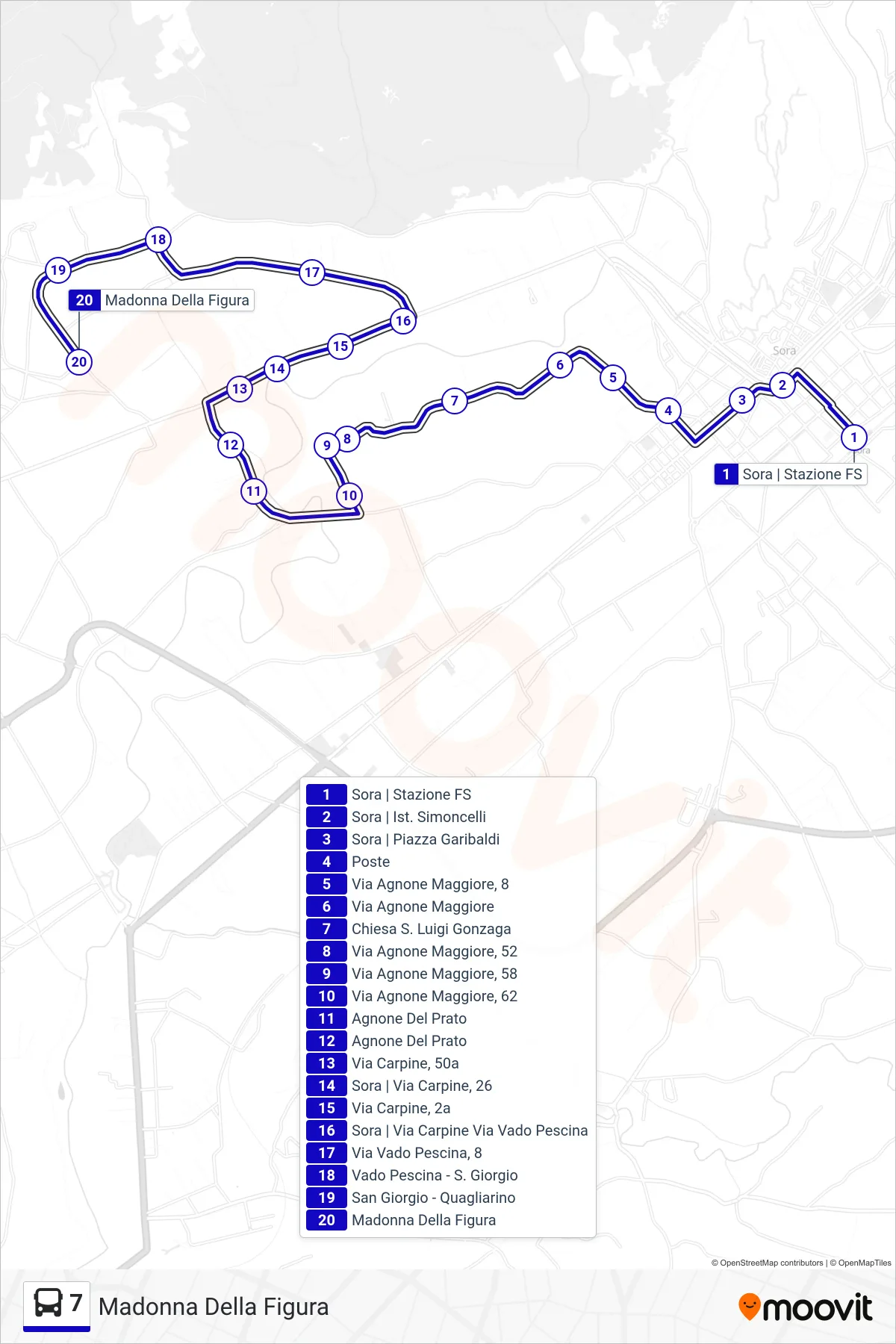 Linea 7 bus (Madonna Della Figura) - Percorsi e fermate sulla mappa