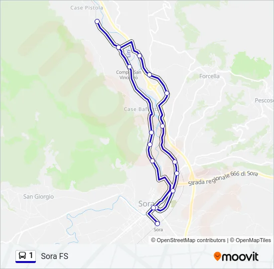 1 Bus Line Map