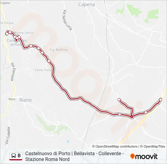 B Bus Line Map