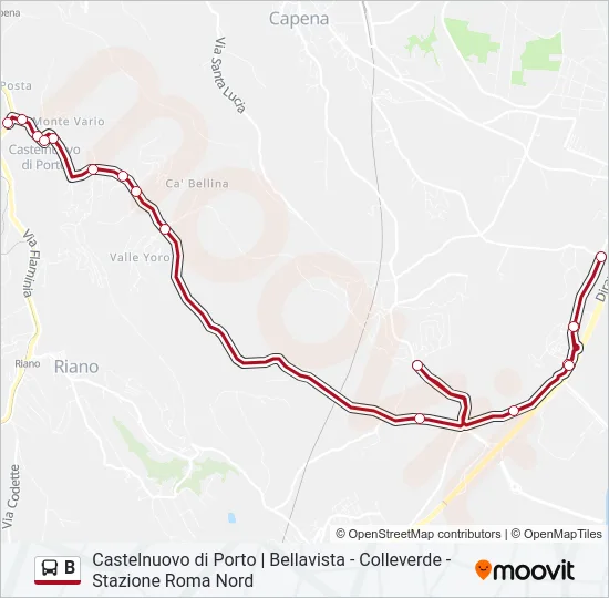 B Bus Line Map