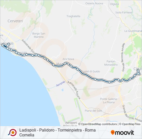 Percorso linea bus COTRAL