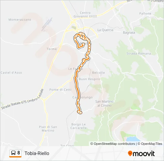 Percorso linea bus 8