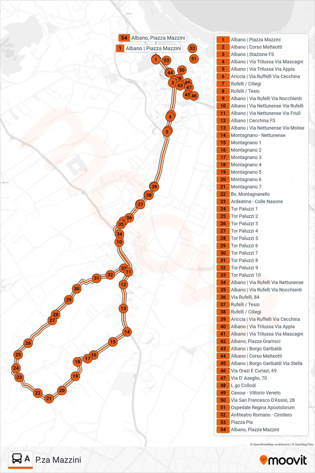 Linea A bus (P.za Mazzini) - Percorsi e fermate sulla mappa
