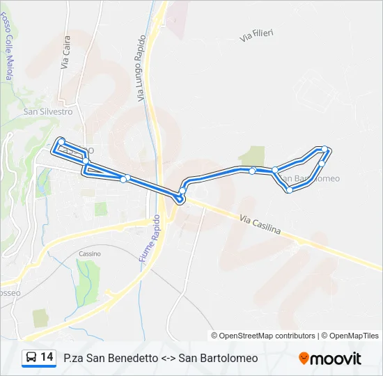 Percorso linea bus 14