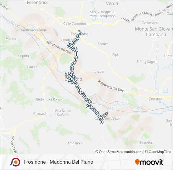 Percorso linea bus COTRAL
