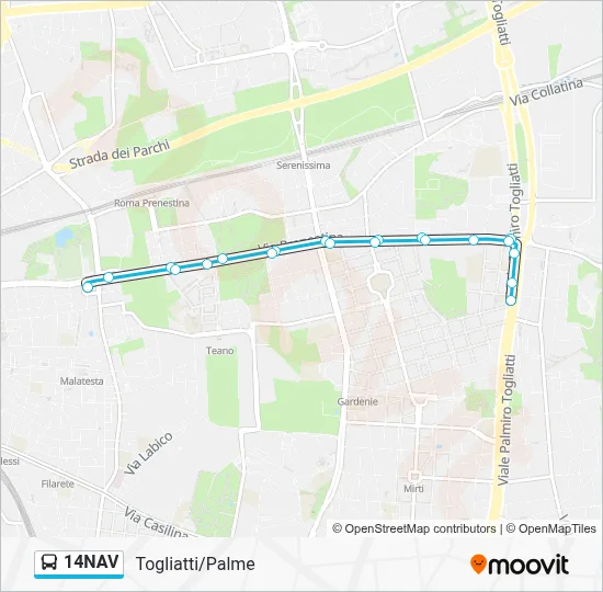 14NAV Bus Line Map