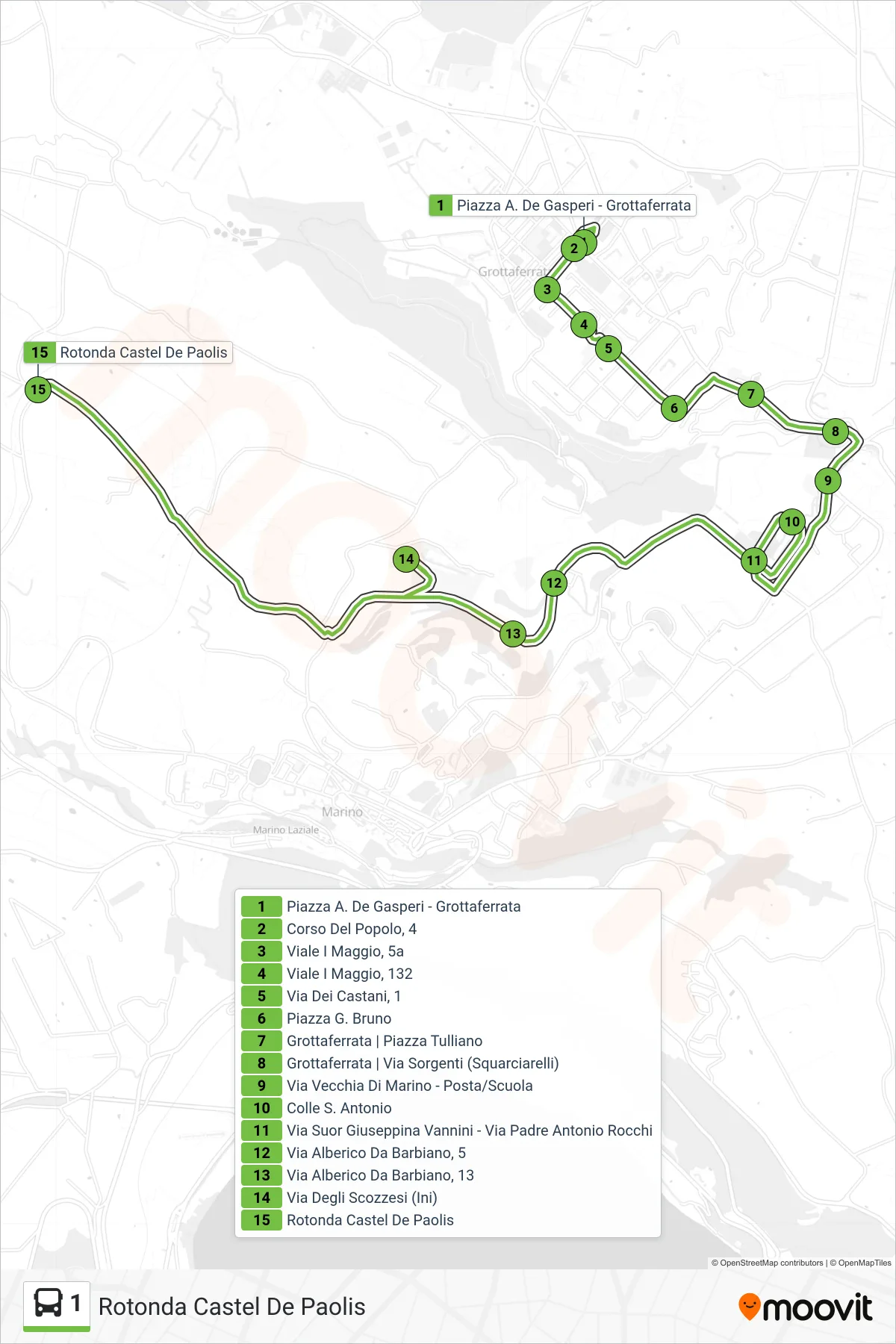 Linea 1  bus (Rotonda Castel De Paolis) - Percorsi e fermate sulla mappa
