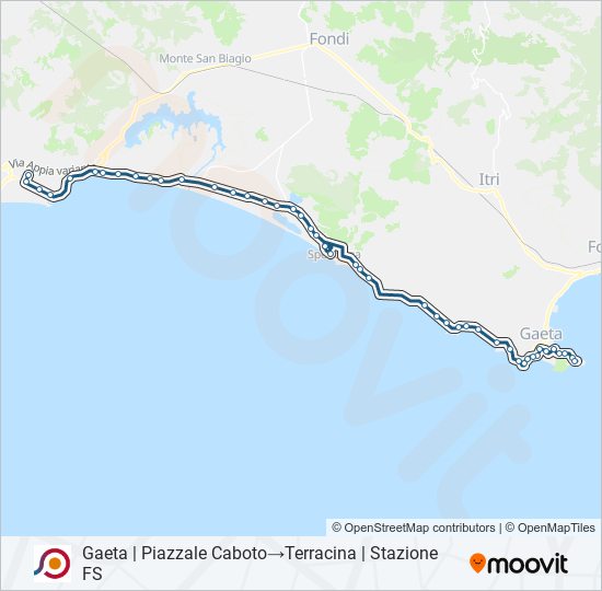 Percorso linea bus COTRAL