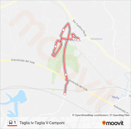 Percorso linea bus 1