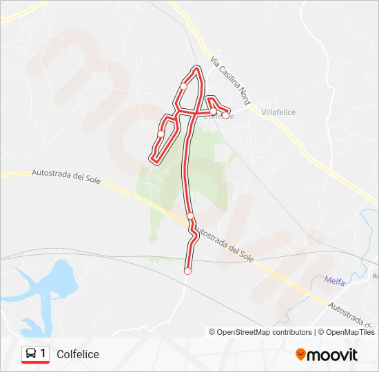 Percorso linea bus 1