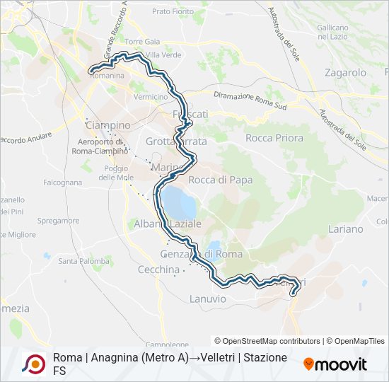 Percorso linea bus COTRAL