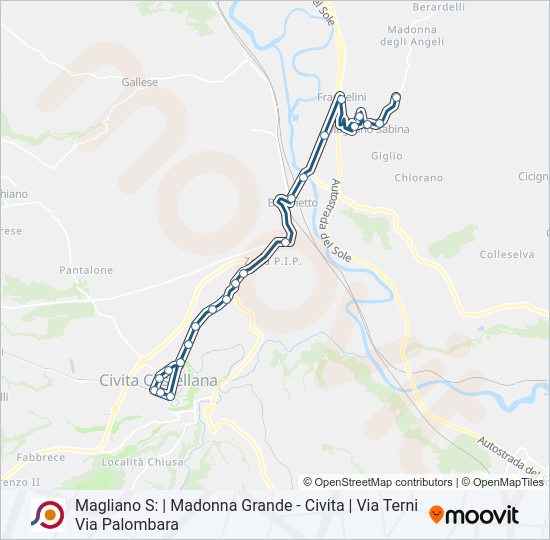 Percorso linea bus COTRAL