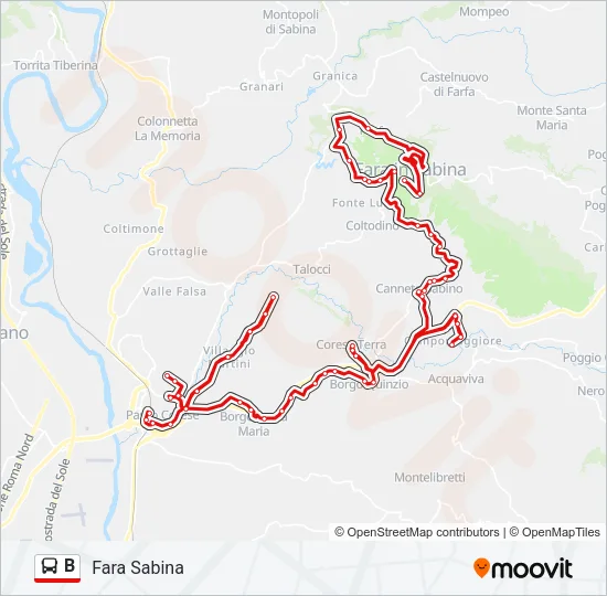B Bus Line Map