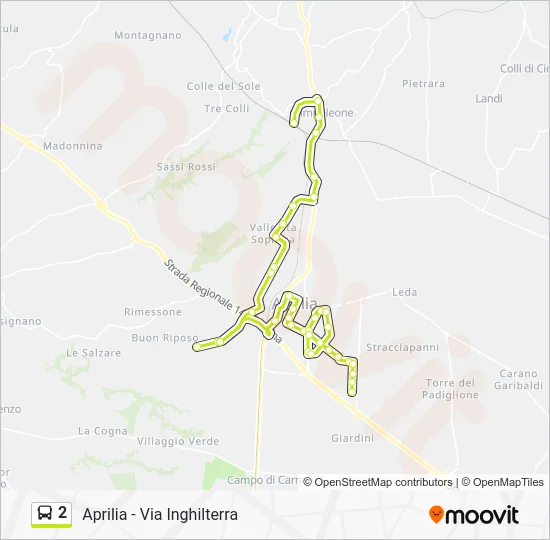 Percorso linea bus 2