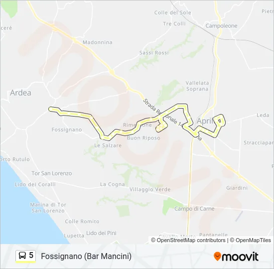 Percorso linea bus 5