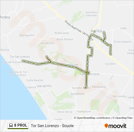 Percorso linea bus 8 PROL