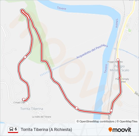 Percorso linea bus 6