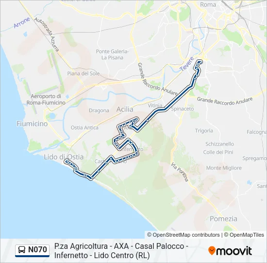 N070 Bus Line Map