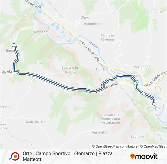Percorso linea bus COTRAL