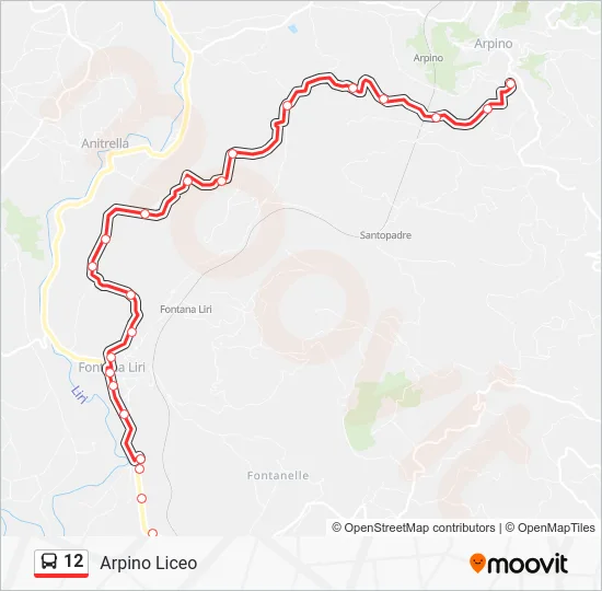 Percorso linea bus 12