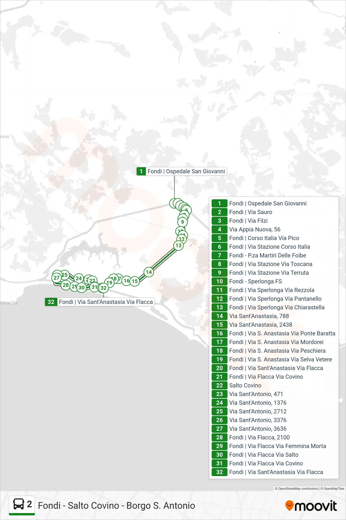 Linea 2 bus (Rotonda S. Anastasia) - Percorsi e fermate sulla mappa