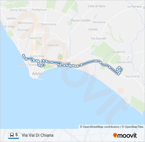 Percorso linea bus 5